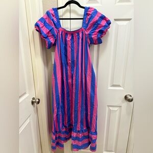 Peach Love California Vibrant Striped Dress NWOT